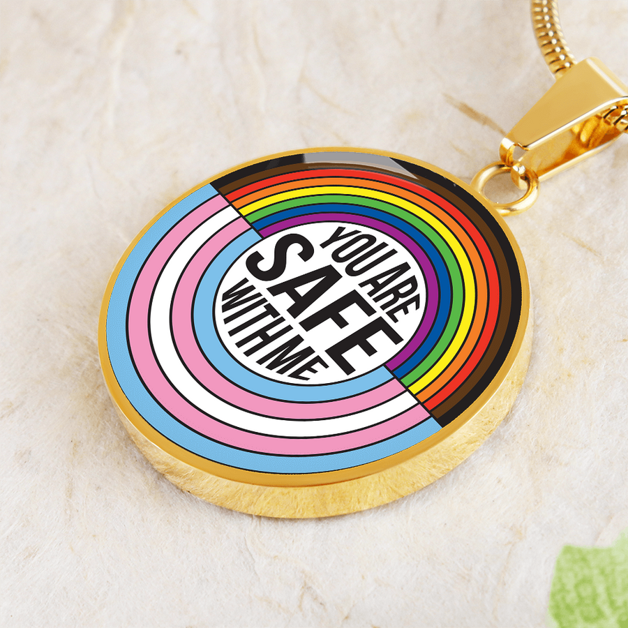 You Are Safe With Me Rainbow Pendant Necklace – Affirmation Jewelry