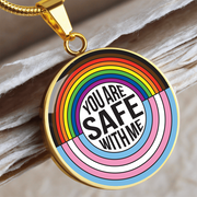 You Are Safe With Me Rainbow Pendant Necklace – Affirmation Jewelry