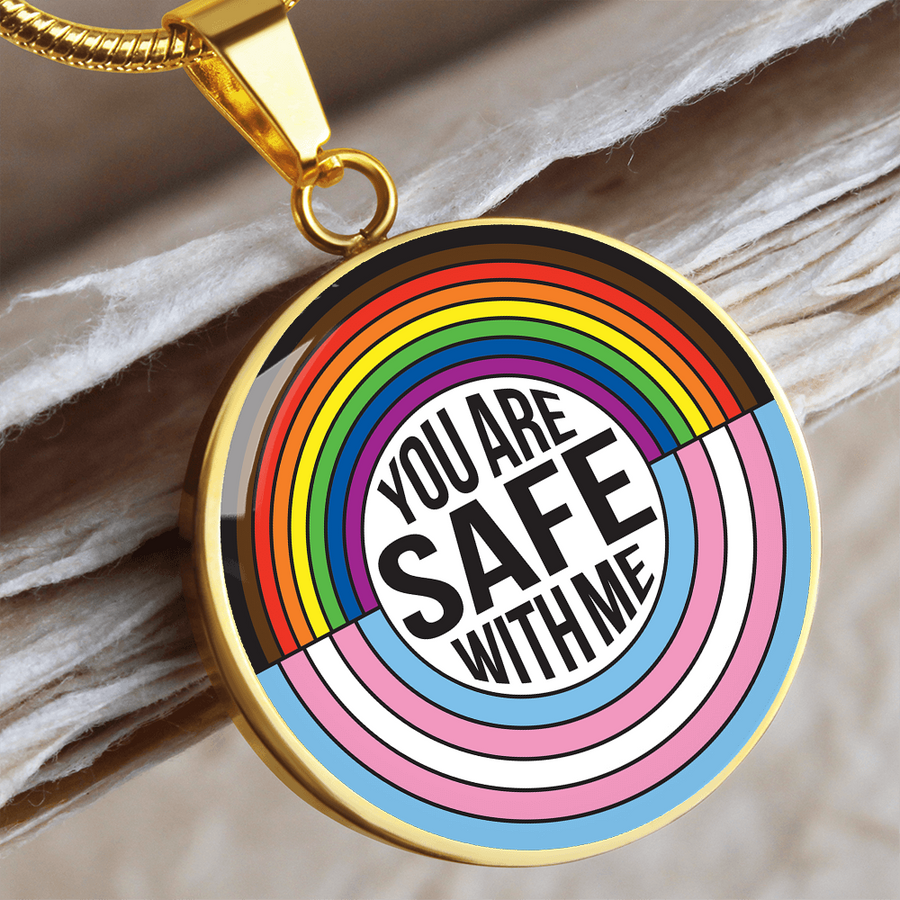 You Are Safe With Me Rainbow Pendant Necklace – Affirmation Jewelry