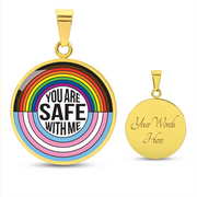 You Are Safe With Me Rainbow Pendant Necklace – Affirmation Jewelry