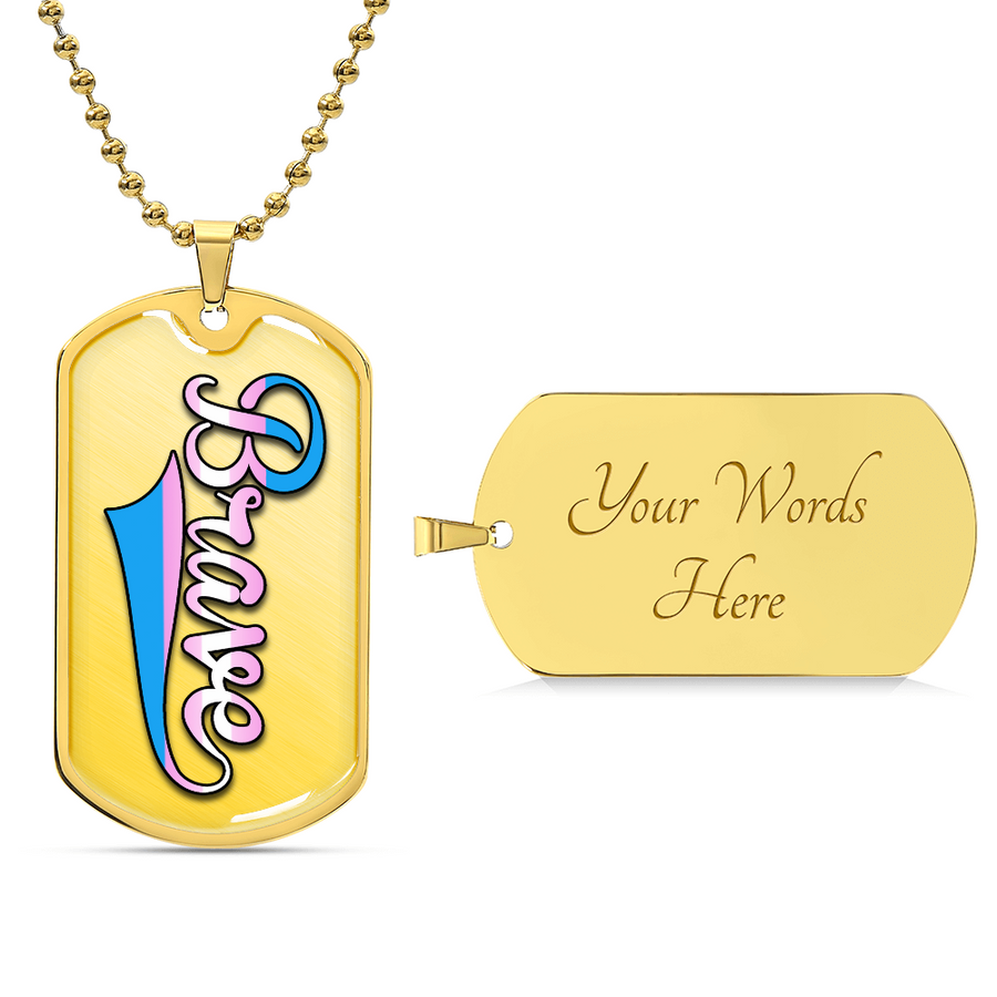 Brave Dog Tag Necklace – Trans Pride Affirmation Pendant