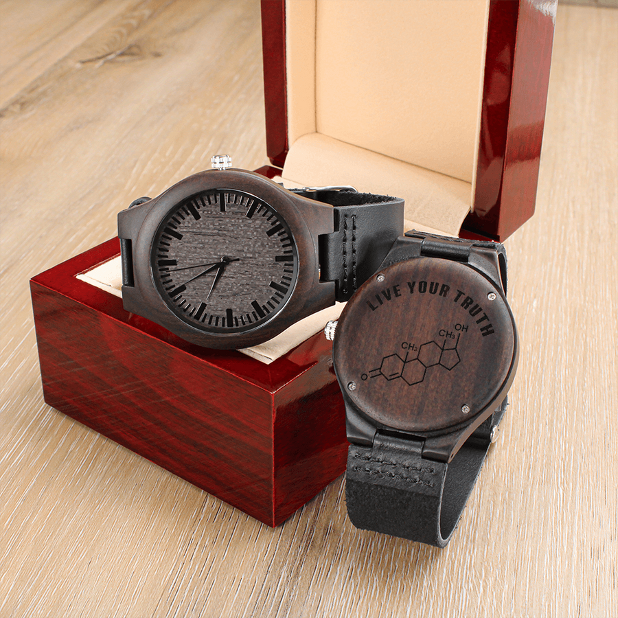 Live Your Truth Wooden Watch –T Symbol Men's Watch