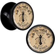 Witches Brew Fly Fricassee Halloween Black Acrylic Plug Sizes 0G to 20mm