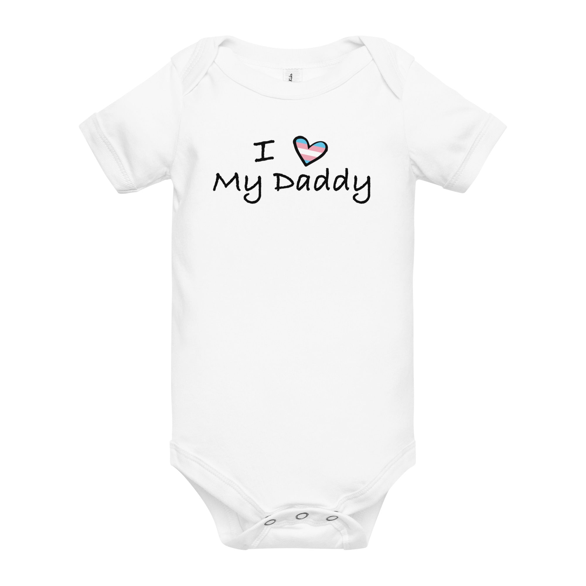 I Love My Transgender Daddy with Trans Flag Heart Baby short