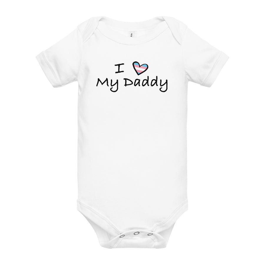 I Love My Transgender Daddy with Trans Flag Heart Baby short sleeve one piece