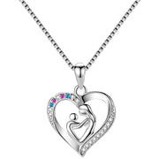 Mother and Trans Child Stainless Steel and CZ Pendant