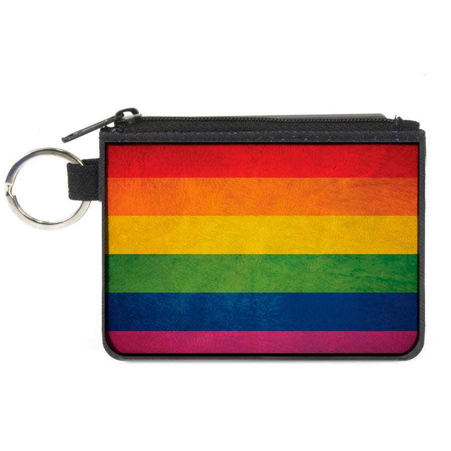 Distressed Rainbow Pride Flag X-SMALL Canvas Zipper Wallet