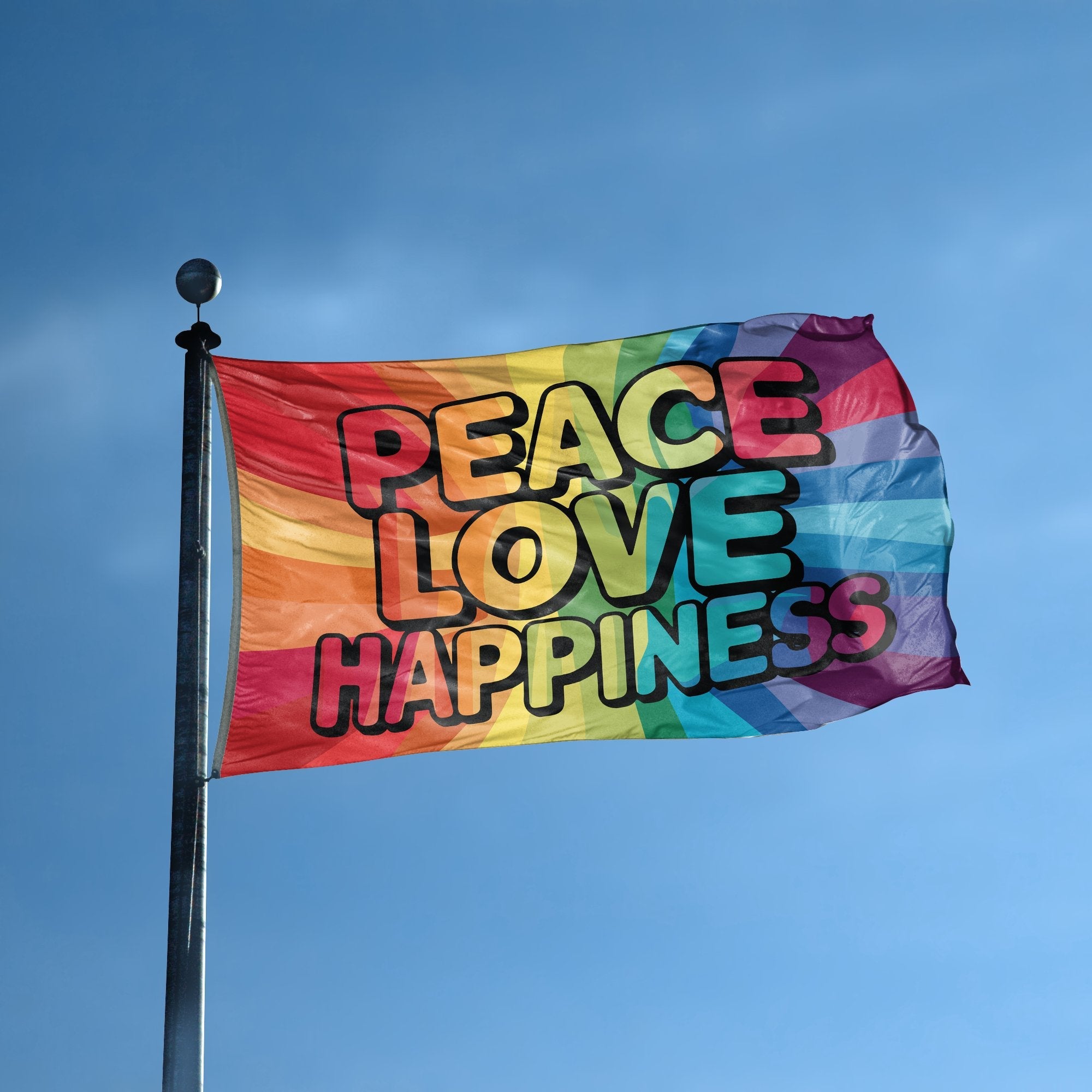 Peace Love Happiness Rainbow Flag