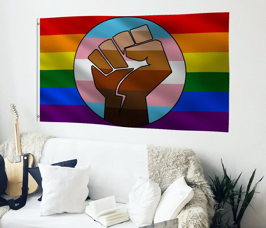 Resist Fist Trans Pride Flag