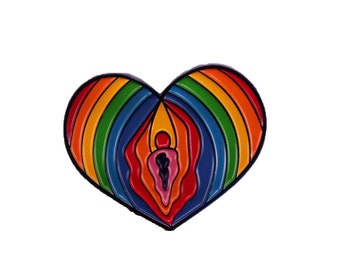 Rainbow Vulva Heart Pin