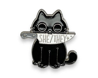 Pronoun Cat Enamel Pin