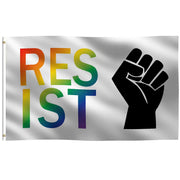 Resist Fist LGBTQ Pride Flag (White)