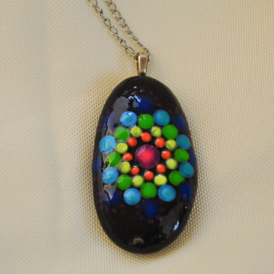 Handpainted Mandala Necklace