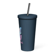 Self Made Trans Butterfly Insulated tumbler with a straw