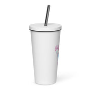 Self Made Trans Butterfly Insulated tumbler with a straw