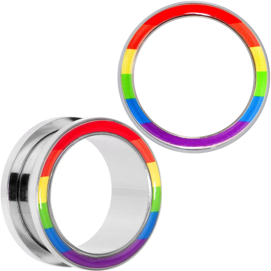 Rainbow Unity Pride Screw Fit Tunnel Plug Set 2G to 1"