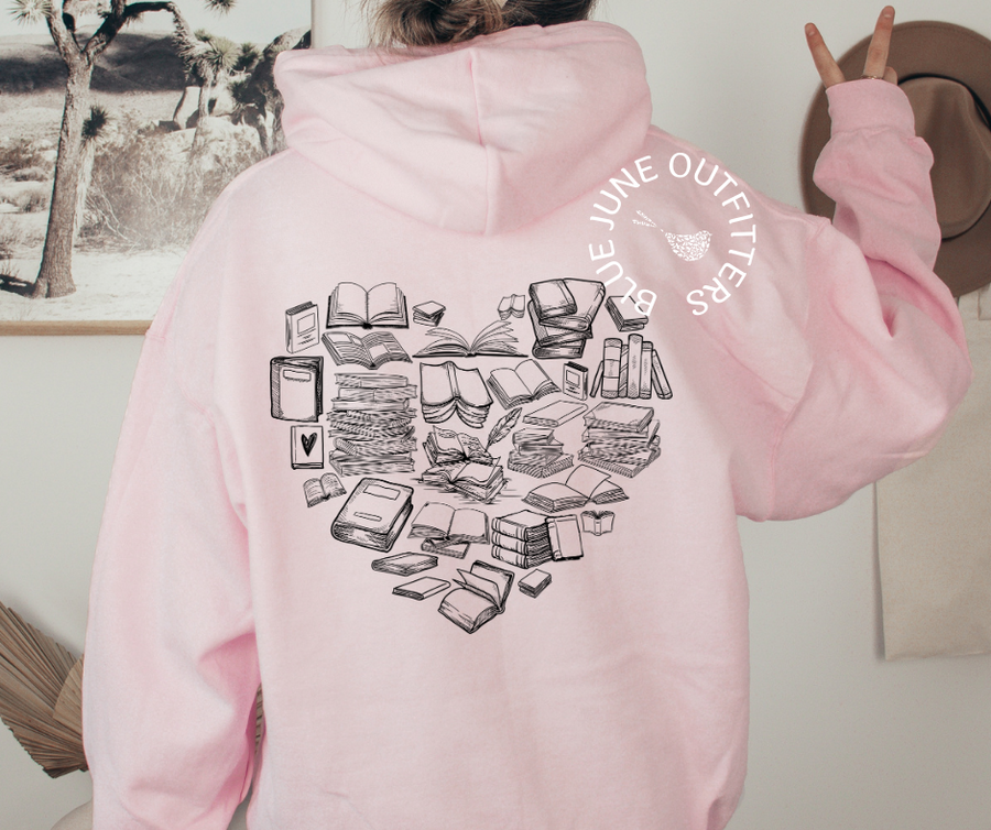 Books Heart Collage | Book Lover Hoodie
