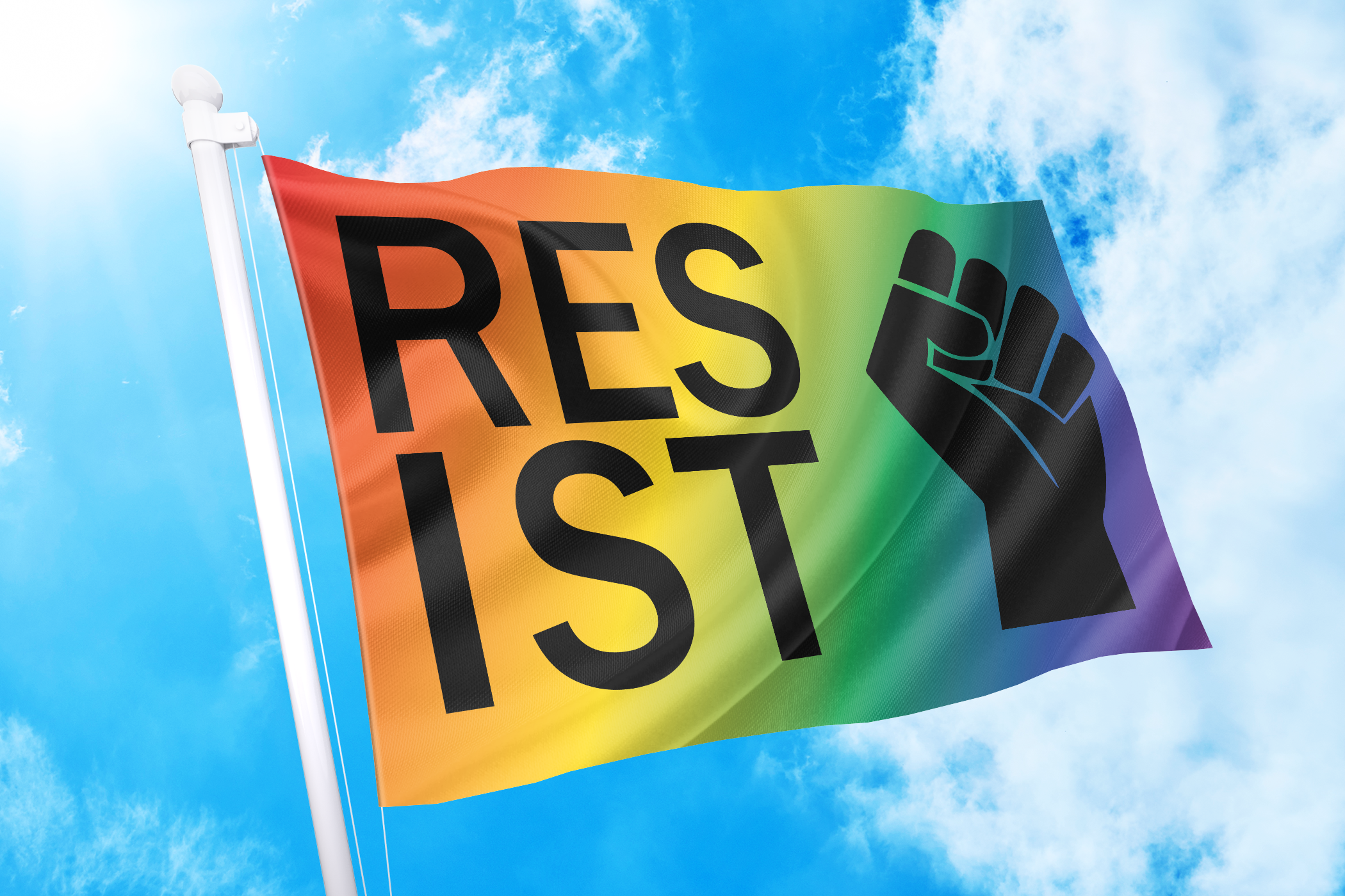 Resist Fist LGBTQ Pride Flag (Rainbow)