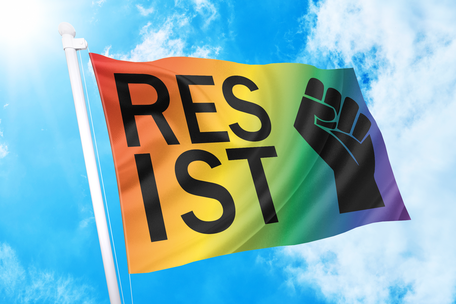 Resist Fist LGBTQ Pride Flag (Rainbow)