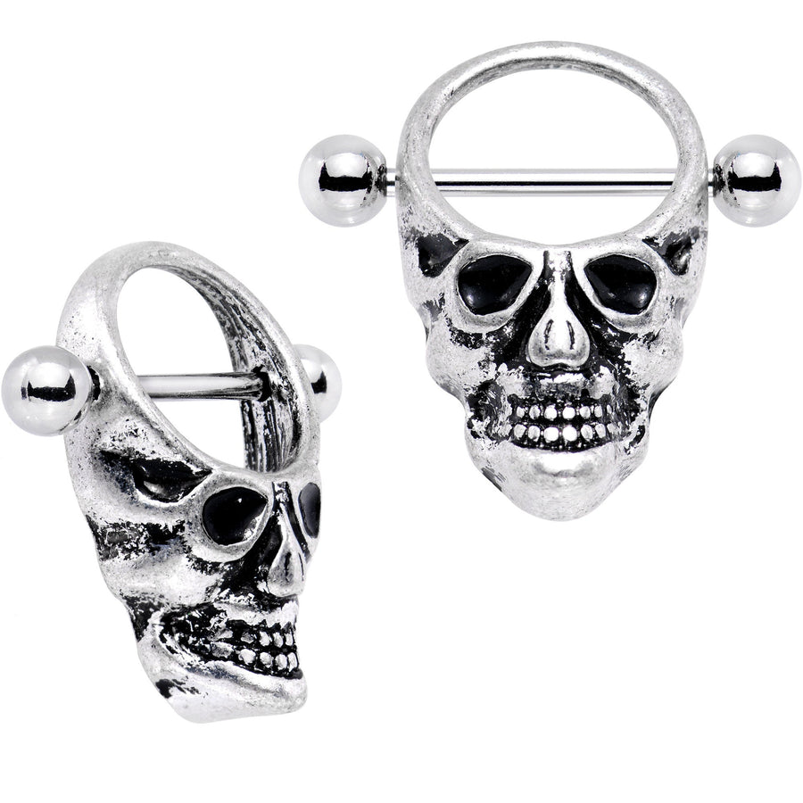 14G 5/8 Staring Halloween Skulls Nipple Shield Set