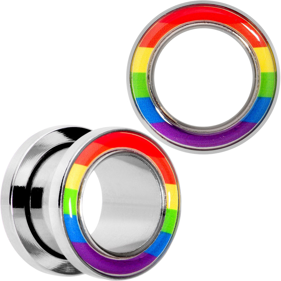 Rainbow Unity Pride Screw Fit Tunnel Plug Set 2G to 1"
