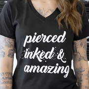 Pierced Inked & Amazing Black Tapered V-Neck T-Shirt