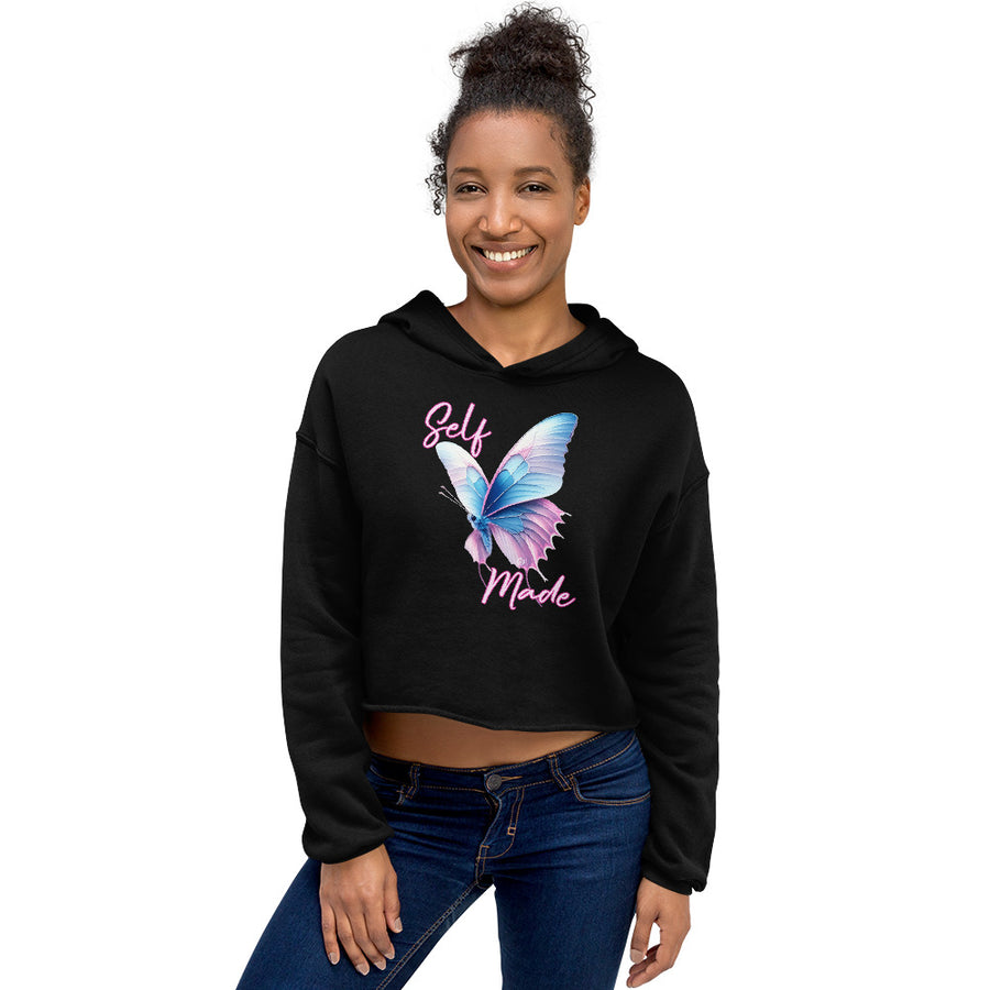 Self Made Trans Butterfly Crop Hoodie