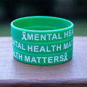 Mental Health Wristband - Green Silicone Awareness Ribbon Band for Support