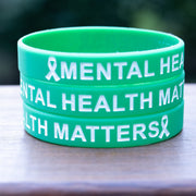Mental Health Wristband - Green Silicone Awareness Ribbon Band for Support