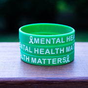 Mental Health Wristband - Green Silicone Awareness Ribbon Band for Support