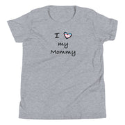I Love My Trans Mommy with Trans Flag Heart Youth Short Sleeve T-Shirt