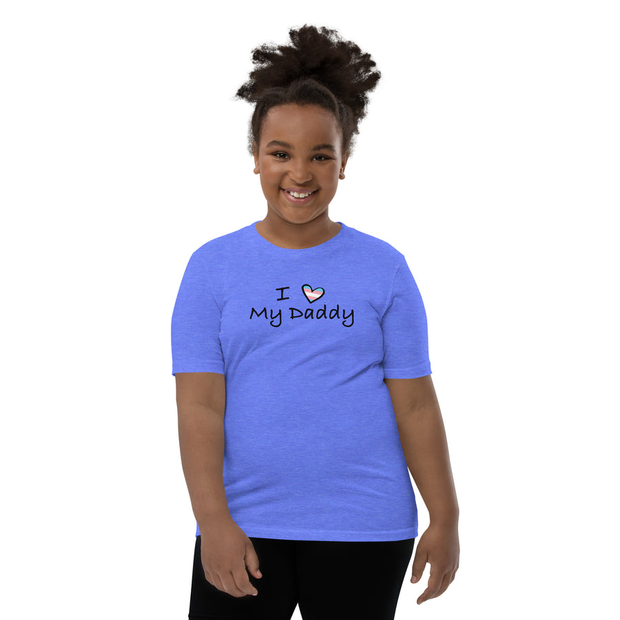 I love my Trans Daddy with Tans flag heart Youth Short Sleeve T-Shirt