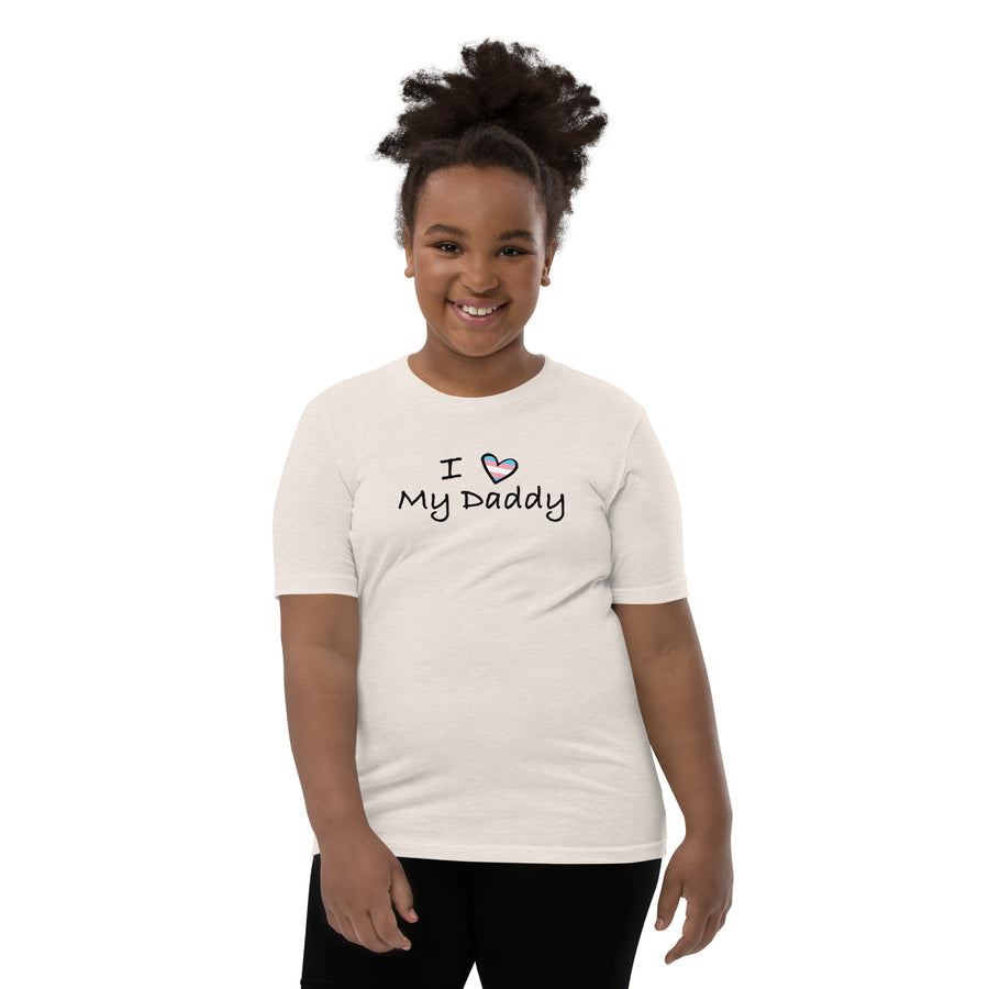 I love my Trans Daddy with Tans flag heart Youth Short Sleeve T-Shirt
