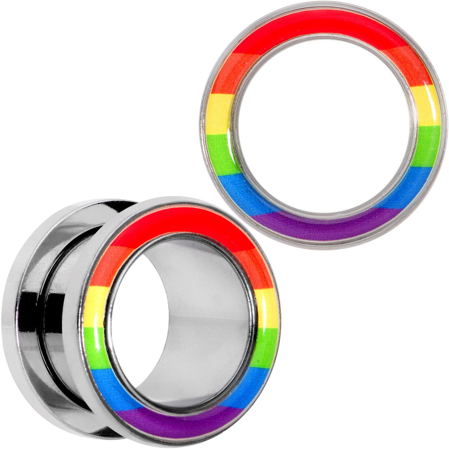 Rainbow Unity Pride Screw Fit Tunnel Plug Set 2G to 1"