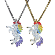 Rainbow Unicorn Gem Stainless Steel Pendant
